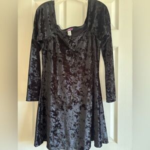 Vintage Morbid Threads Velvet Black Long Sleeve Dress